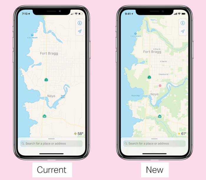 apple maps 2018 old new