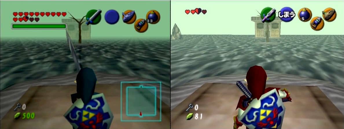 Comparison shots of Japanese Zelda Ocarina of Time Wii U vs Switch