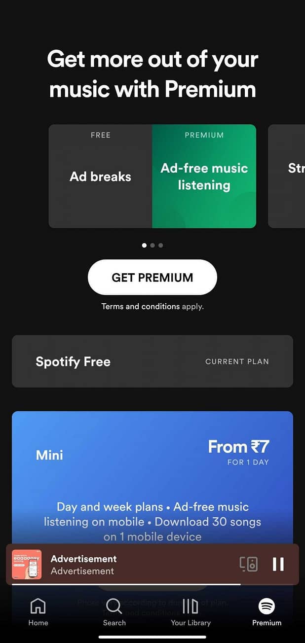 Spotify's Android App has links to its website to buy premium subscriptions.